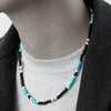 Wholesale Handmade Geometric Rice Bead And Pine Stone Stainless Steel O Shaped Chain Necklace For Men And Women