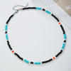 Wholesale Handmade Geometric Rice Bead And Pine Stone Stainless Steel O Shaped Chain Necklace For Men And Women