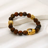 Wholesale Handmade Geometric Stainless Steel Beaded Bracelet With Tiger Eye Stone And Zircon For Women