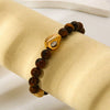 Wholesale Handmade Geometric Stainless Steel Beaded Bracelet With Tiger Eye Stone And Zircon For Women