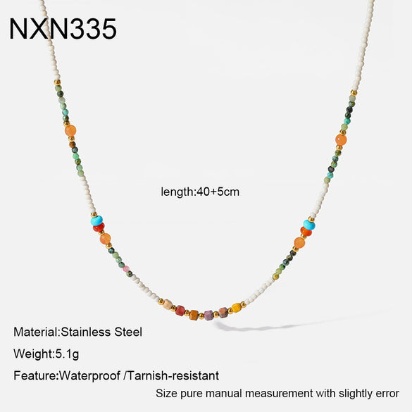 Wholesale Handmade Geometric Stainless Steel Beaded Necklace Pendant Clavicle Chain Choker For Women