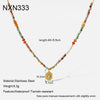 Wholesale Handmade Geometric Stainless Steel Beaded Necklace Pendant Clavicle Chain Choker For Women