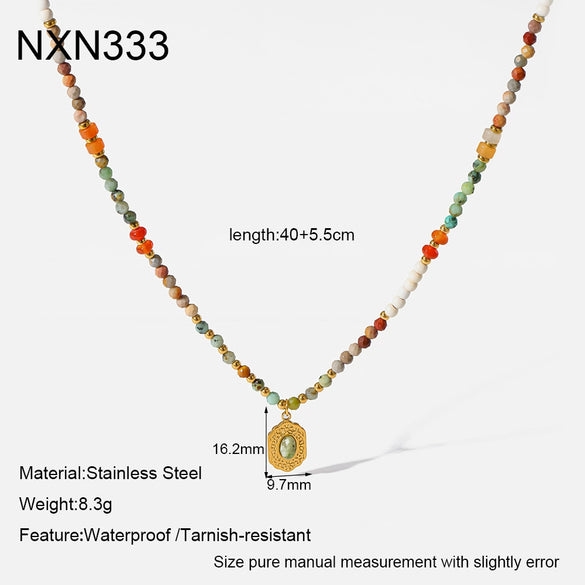 Wholesale Handmade Geometric Stainless Steel Beaded Necklace Pendant Clavicle Chain Choker For Women