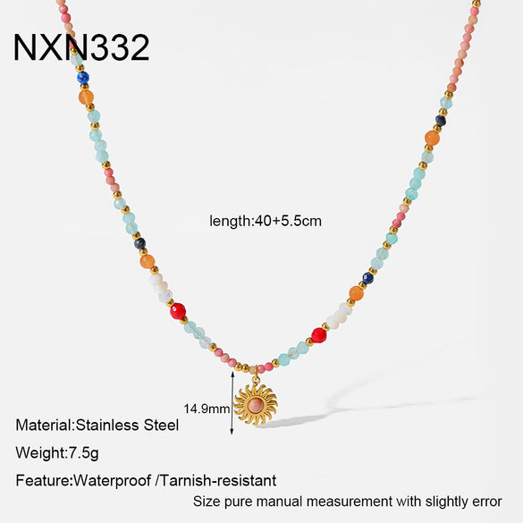 Wholesale Handmade Geometric Stainless Steel Beaded Necklace Pendant Clavicle Chain Choker For Women