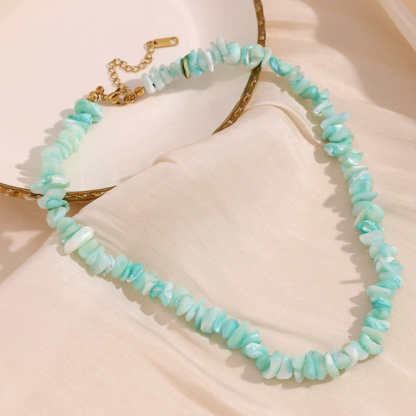 Wholesale Handmade Geometric Stainless Steel Beaded Pendant Necklace For Women