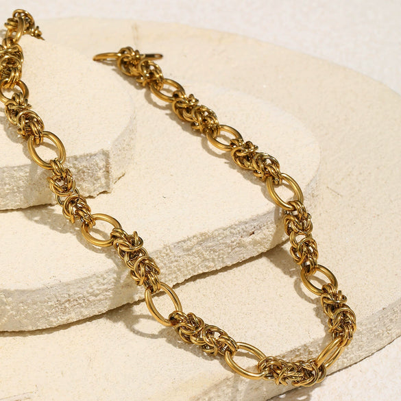 Wholesale Handmade Geometric Stainless Steel 18K Gold Plated Chain Necklace For Women