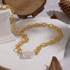 Wholesale Handmade Geometric Stainless Steel 18K Real Gold Plated Baroque Pearl Necklace For Women