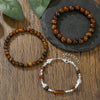 Wholesale Handmade Geometric Tiger Eye Stone And Black Gallstone Beaded Elastic Bracelet For Unisex