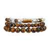 Wholesale Handmade Geometric Tiger Eye Stone And Black Gallstone Beaded Elastic Bracelet For Unisex