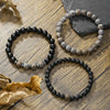 Wholesale Handmade Geometric Tiger Eye Stone And Black Gallstone Beaded Elastic Bracelet For Unisex
