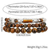 Wholesale Handmade Geometric Tiger Eye Stone And Black Gallstone Beaded Elastic Bracelet For Unisex