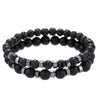 Wholesale Handmade Geometric Volcanic Stone Black Gallstone Beaded Elastic Unisex Bracelet