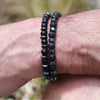 Wholesale Handmade Geometric Volcanic Stone Black Gallstone Beaded Elastic Unisex Bracelet