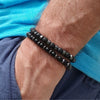Wholesale Handmade Geometric Volcanic Stone Black Gallstone Beaded Elastic Unisex Bracelet