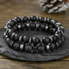 Wholesale Handmade Geometric Volcanic Stone Black Gallstone Beaded Elastic Unisex Bracelet