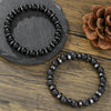 Wholesale Handmade Geometric Volcanic Stone Black Gallstone Beaded Elastic Unisex Bracelet