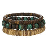 Wholesale Handmade Geometric Wood Coconut Shell Chip Multilayer Stacked Bracelet Set Unisex