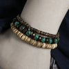 Wholesale Handmade Geometric Wood Coconut Shell Chip Multilayer Stacked Bracelet Set Unisex
