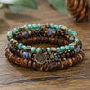 Wholesale Handmade Geometric Wood Coconut Shell Chip Multilayer Stacked Bracelet Set Unisex
