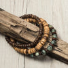 Wholesale Handmade Geometric Wood Coconut Shell Chip Multilayer Stacked Bracelet Set Unisex