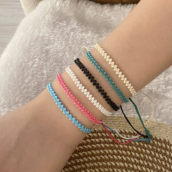 Wholesale Handmade Glass Glaze Rice Bead Woven Bohemian Bracelet For Women