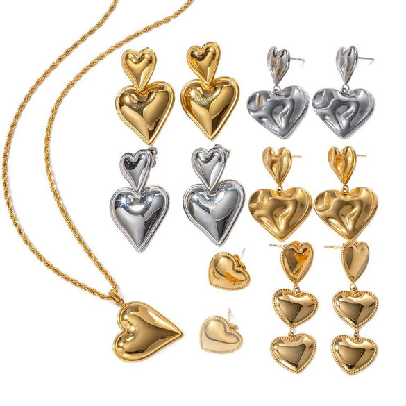 Wholesale Handmade Heart Stainless Steel 18K Electroplated Geometric Women's Earrings