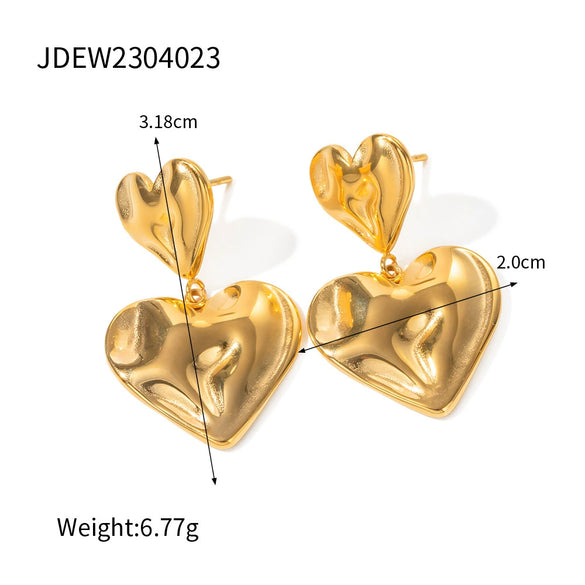 Wholesale Handmade Heart Stainless Steel 18K Electroplated Geometric Women's Earrings