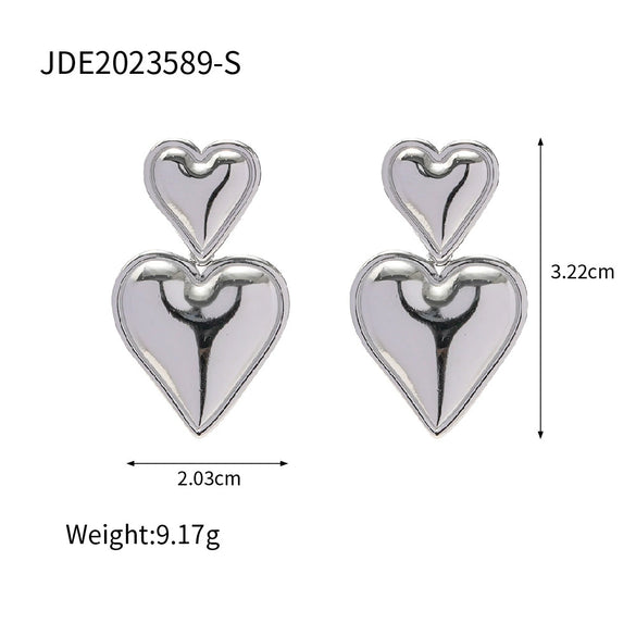 Wholesale Handmade Heart Stainless Steel 18K Electroplated Geometric Women's Earrings