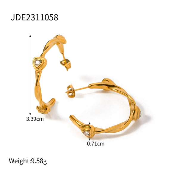 Wholesale Handmade Heart Stainless Steel 18K Electroplated Geometric Women's Earrings