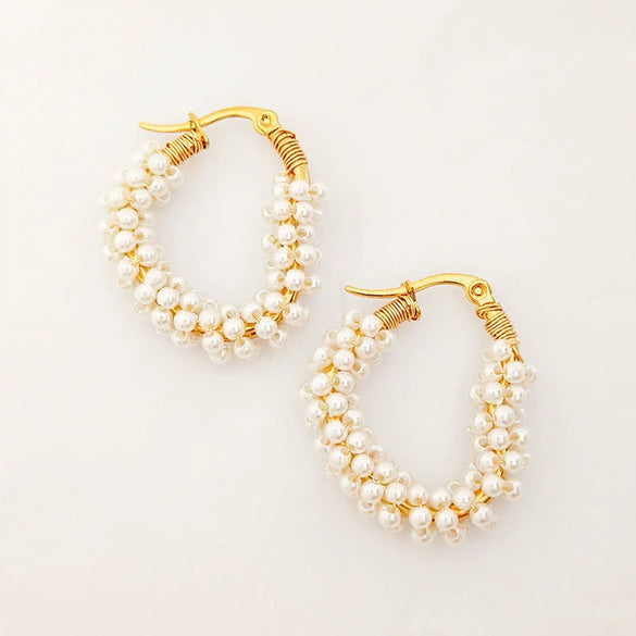Wholesale Handmade Imitation Pearl Heart Earrings For Women