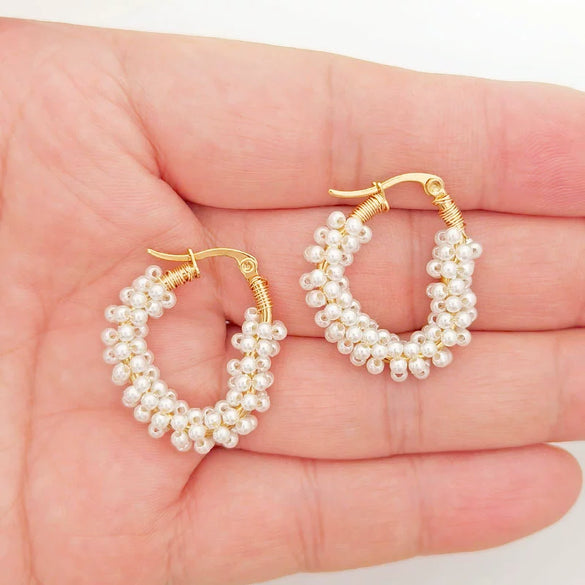 Wholesale Handmade Imitation Pearl Heart Earrings For Women