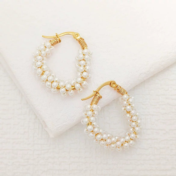 Wholesale Handmade Imitation Pearl Heart Earrings For Women