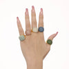 Wholesale Handmade Inlaid Women's Light Luxury Geometric 316L Stainless Steel Zircon Ring With 18K Gold Plated Treatment