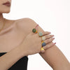 Wholesale Handmade Inlaid Women's Light Luxury Geometric 316L Stainless Steel Zircon Ring With 18K Gold Plated Treatment