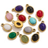 Wholesale Handmade Jewelry Accessories Stainless Steel Inlaid Natural Stone Oval Pendant Earrings Bracelet Necklace With 18K Gold Electroplated Treatment