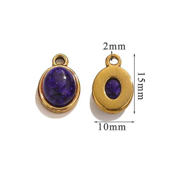 Wholesale Handmade Jewelry Accessories Stainless Steel Inlaid Natural Stone Oval Pendant Earrings Bracelet Necklace With 18K Gold Electroplated Treatment