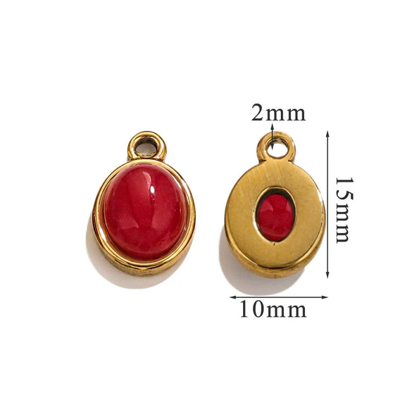 Wholesale Handmade Jewelry Accessories Stainless Steel Inlaid Natural Stone Oval Pendant Earrings Bracelet Necklace With 18K Gold Electroplated Treatment