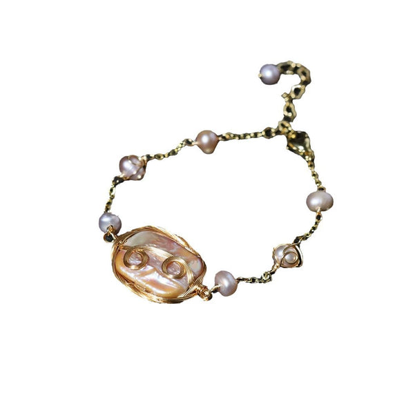 Wholesale Handmade Jewelry Specialshaped Pearl Bracelet Geometric Style Electroplated