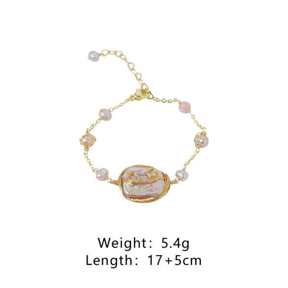 Wholesale Handmade Jewelry Specialshaped Pearl Bracelet Geometric Style Electroplated