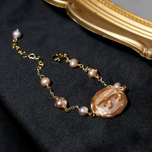 Wholesale Handmade Jewelry Specialshaped Pearl Bracelet Geometric Style Electroplated