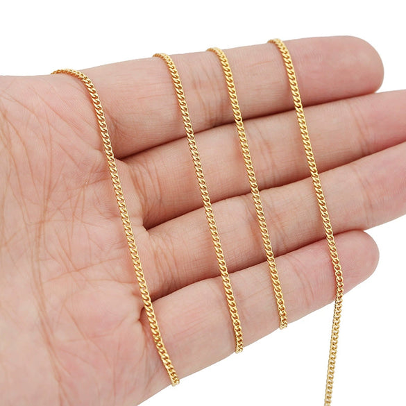 Wholesale Handmade Jewelry Stainless Steel And Pure Silver Cuban Thin Chain With Two Side Grinding And Electroplating