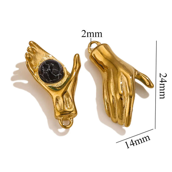 Wholesale Handmade Jewelry Stainless Steel Geometric Style With Natural Stone And 18K Gold Plated