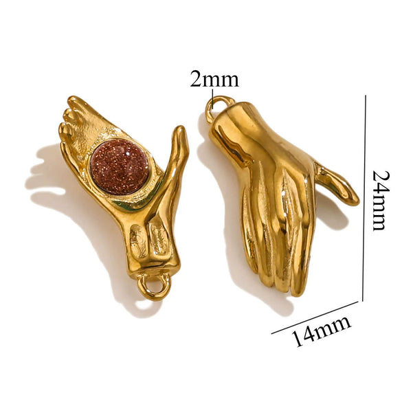 Wholesale Handmade Jewelry Stainless Steel Geometric Style With Natural Stone And 18K Gold Plated