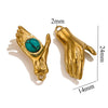 Wholesale Handmade Jewelry Stainless Steel Geometric Style With Natural Stone And 18K Gold Plated
