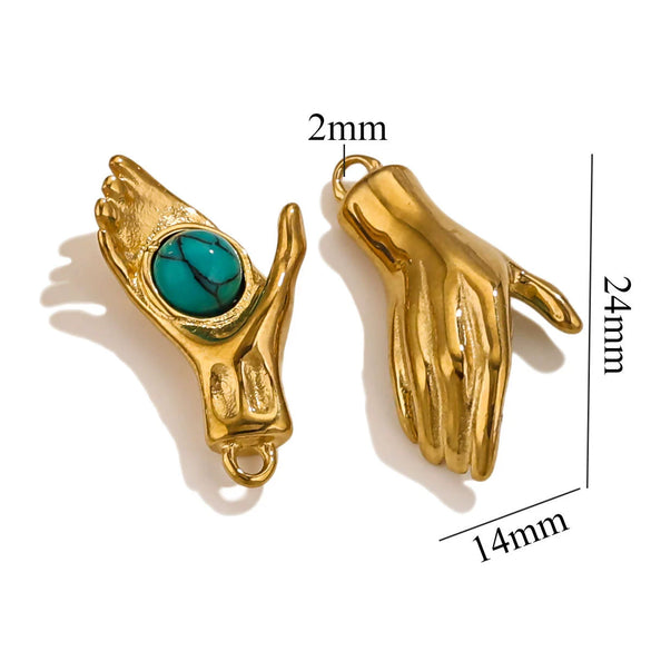 Wholesale Handmade Jewelry Stainless Steel Geometric Style With Natural Stone And 18K Gold Plated