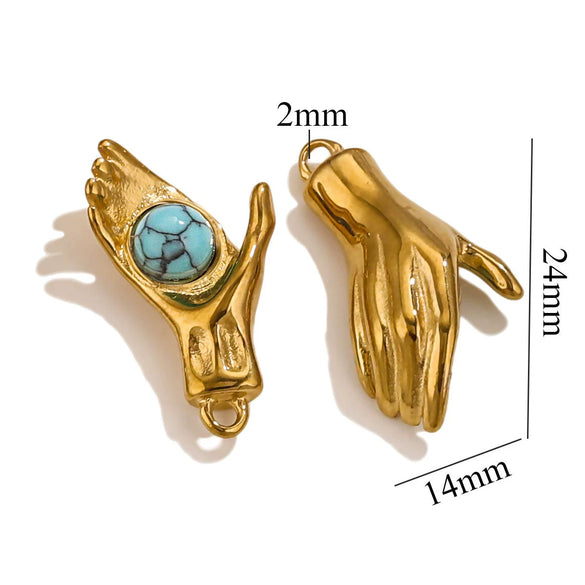 Wholesale Handmade Jewelry Stainless Steel Geometric Style With Natural Stone And 18K Gold Plated