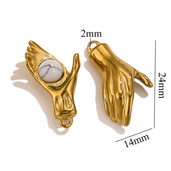 Wholesale Handmade Jewelry Stainless Steel Geometric Style With Natural Stone And 18K Gold Plated