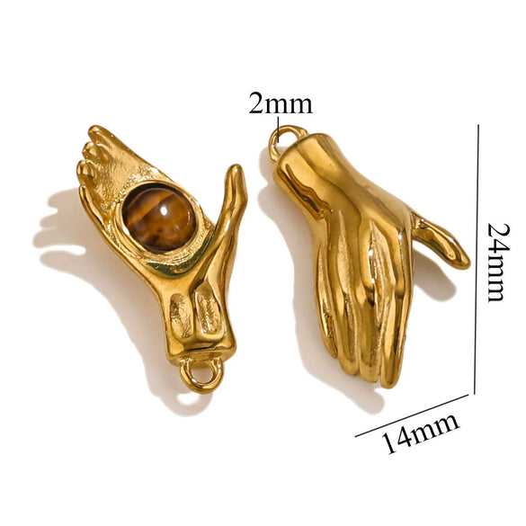 Wholesale Handmade Jewelry Stainless Steel Geometric Style With Natural Stone And 18K Gold Plated
