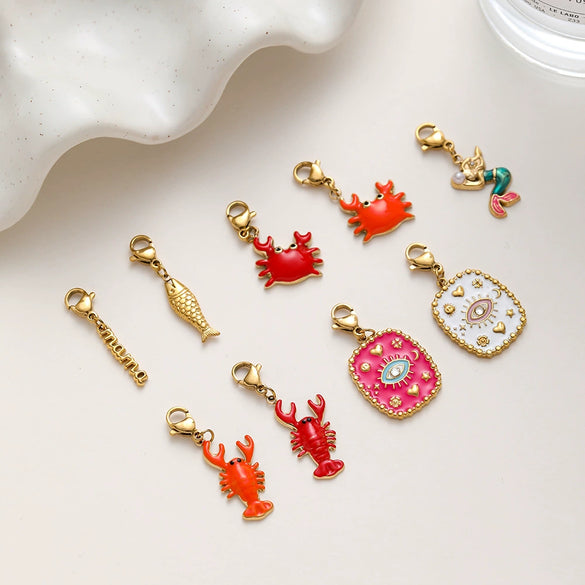 Wholesale Handmade 18K Gold Plated Stainless Steel Crab Mermaid Pendant Jewelry Accessories For Women
