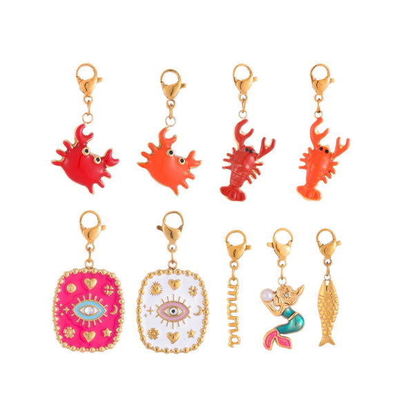 Wholesale Handmade 18K Gold Plated Stainless Steel Crab Mermaid Pendant Jewelry Accessories For Women